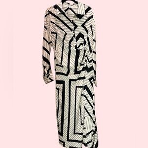 Zoe and Claire Stripe Wrap Waist Midi Dress, L